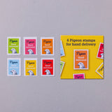 Counter-top box of Pigeon stamps